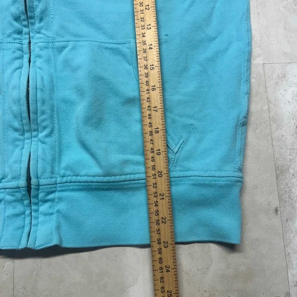 Polo Ralph Lauren Zip Up Hoodie Turquoise Blue Mens Size M Pique Cotton Pony